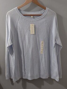 Sonoma Life + Style Basket Weave Blue Pullover Sweater Size XL Cotton Nylon